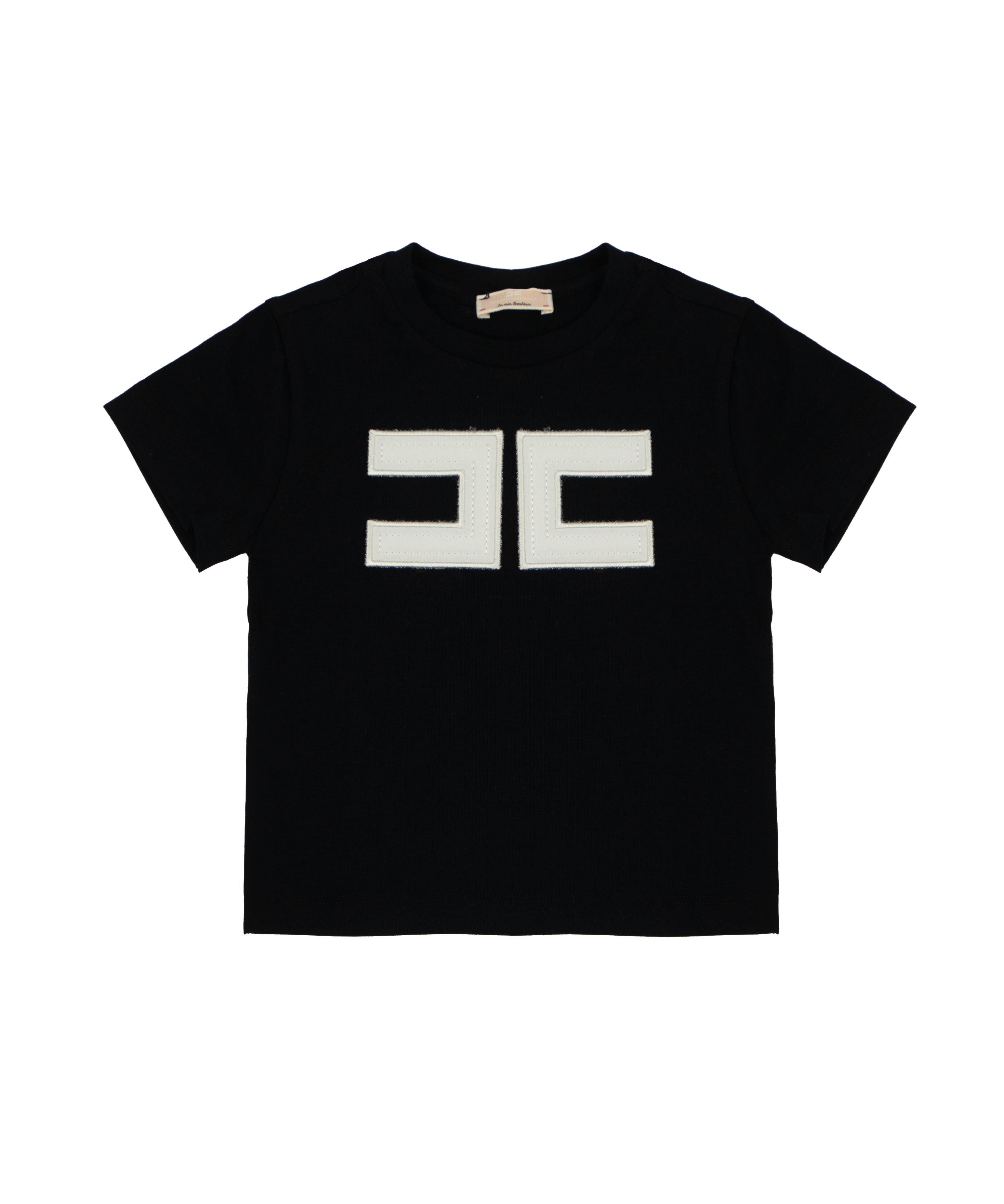 Elisabetta Franchi La Mia Bambina T-shirt Nero con Logo Bianco per Neonate