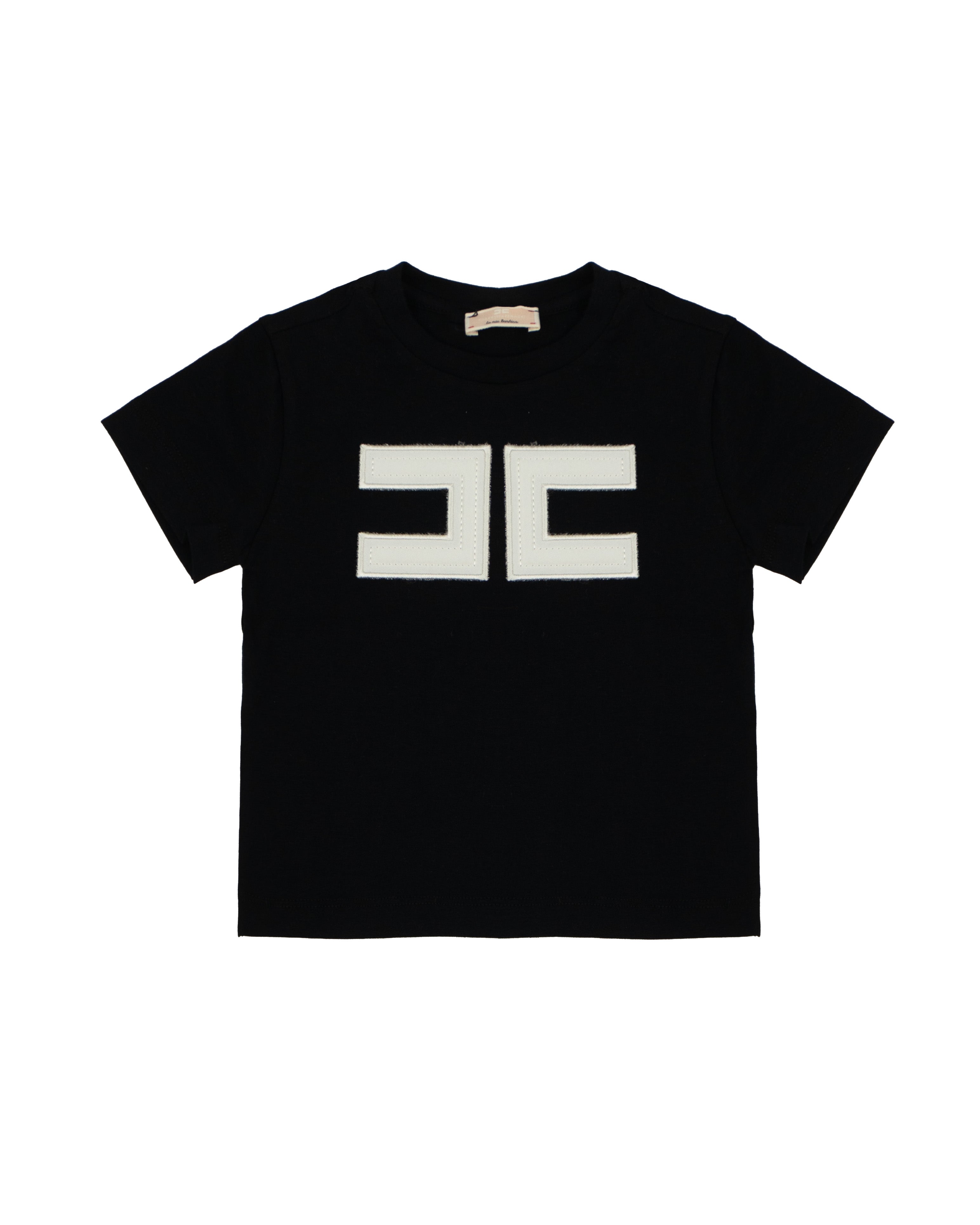 Elisabetta Franchi La Mia Bambina T-shirt Nero con Logo Bianco per Neonate