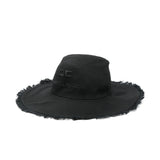 Elisabetta Franchi La Mia Bambina Cappello Nero con Frange e Ricamo Logo Tono su Tono per Bambine