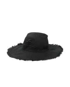Elisabetta Franchi La Mia Bambina Cappello Nero con Frange e Ricamo Logo Tono su Tono per Bambine