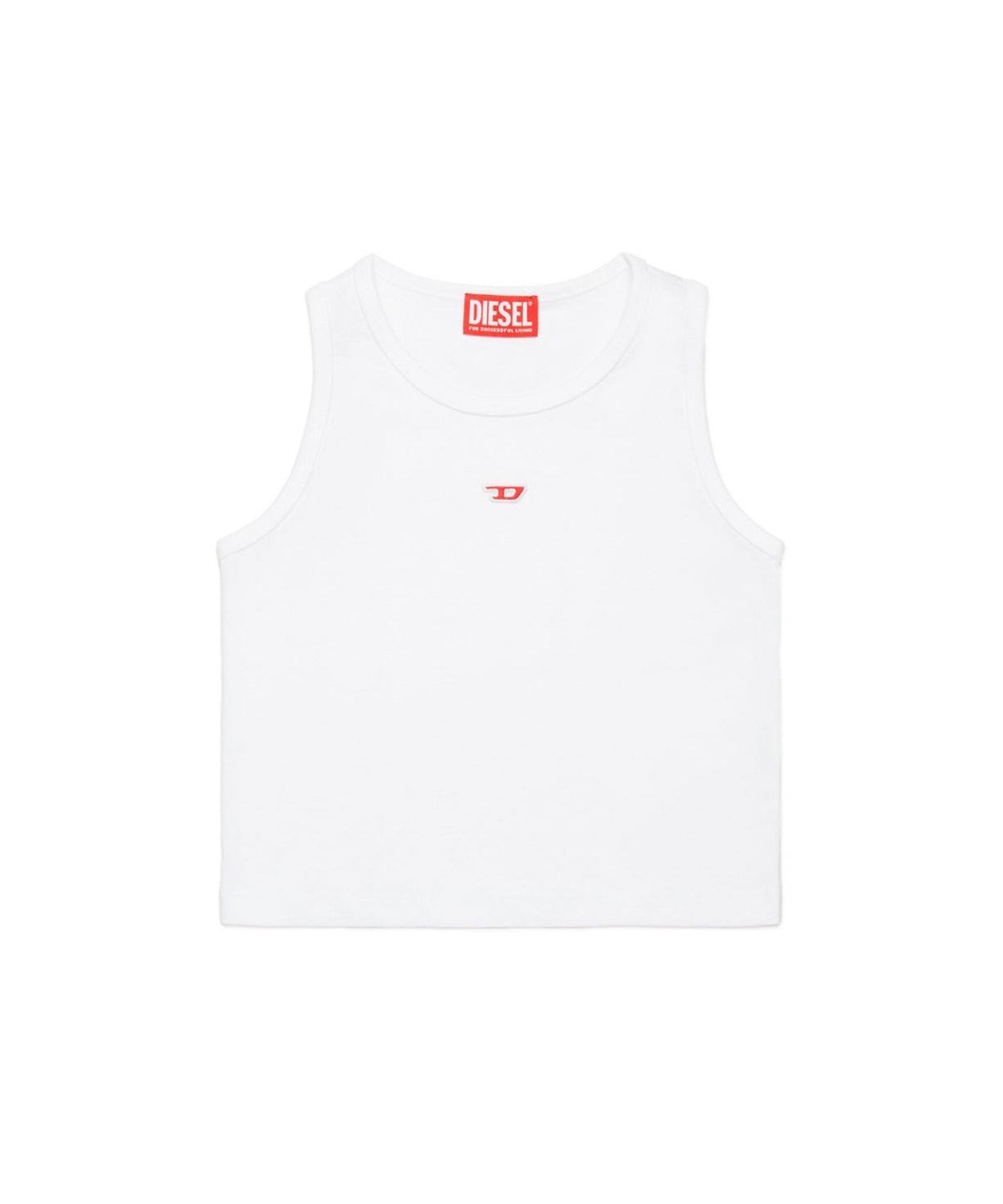 Diesel Kids Top Bianco con Patch Oval D per Bambine