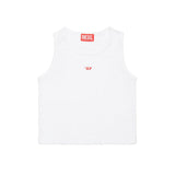 Diesel Kids Top Bianco con Patch Oval D per Bambine