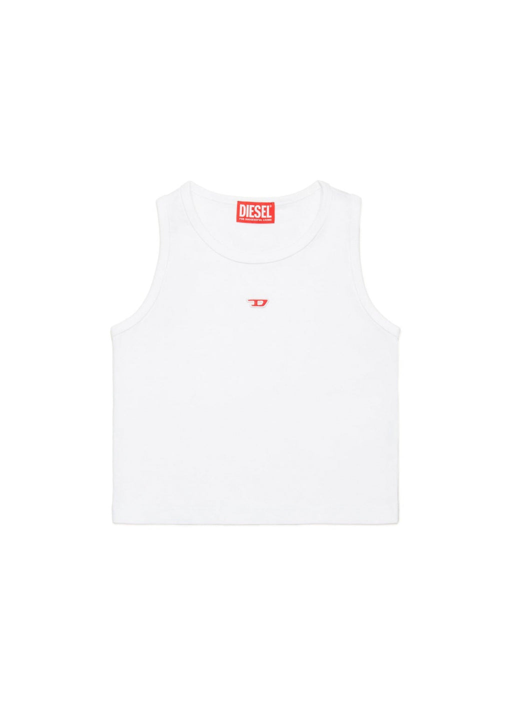 Diesel Kids Top Bianco con Patch Oval D per Bambine