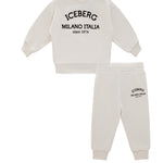 Iceberg Kids Completo Felpa con Pantaloni Bianchi per Neonati