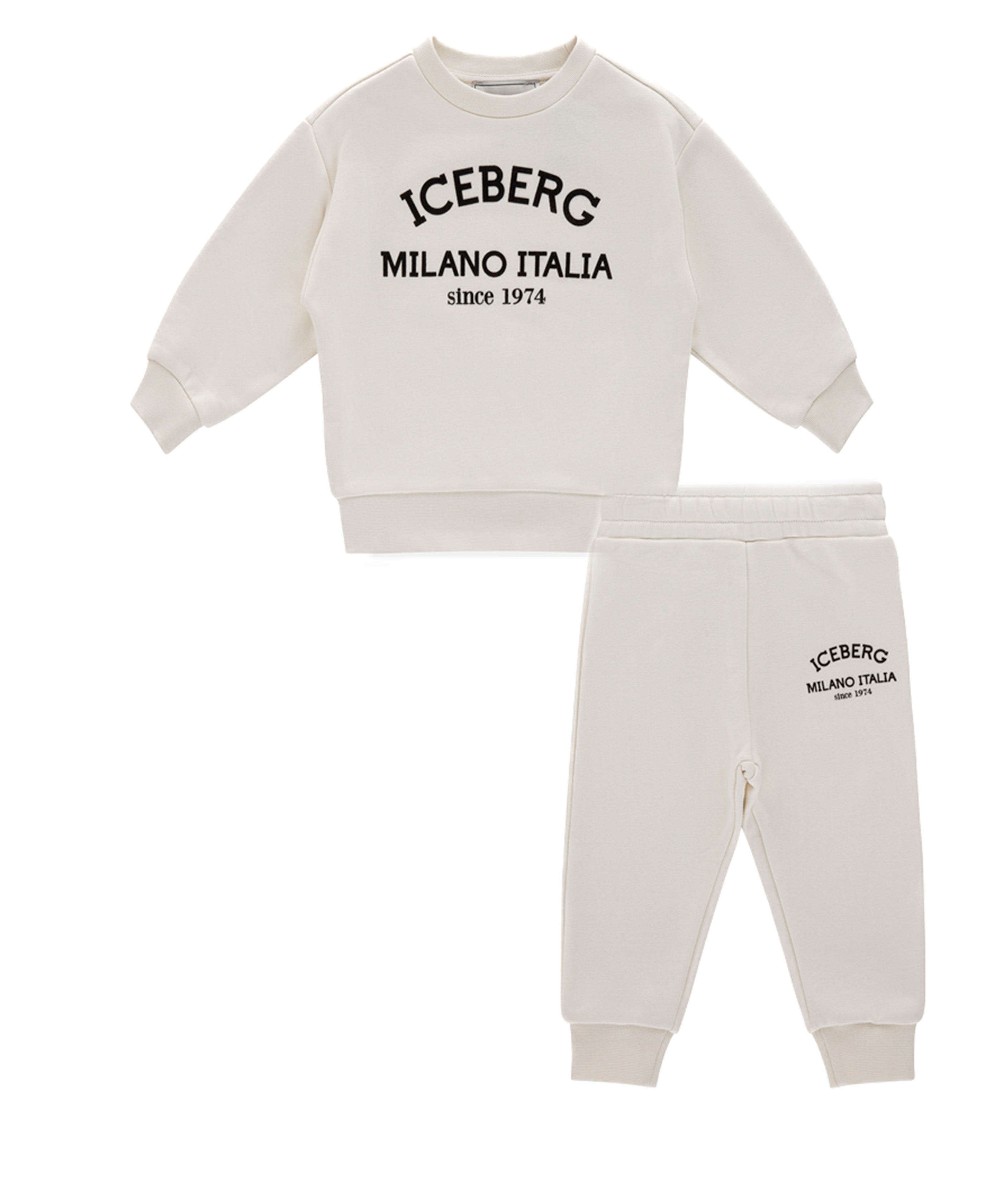 Iceberg Kids Completo Felpa con Pantaloni Bianchi per Neonati