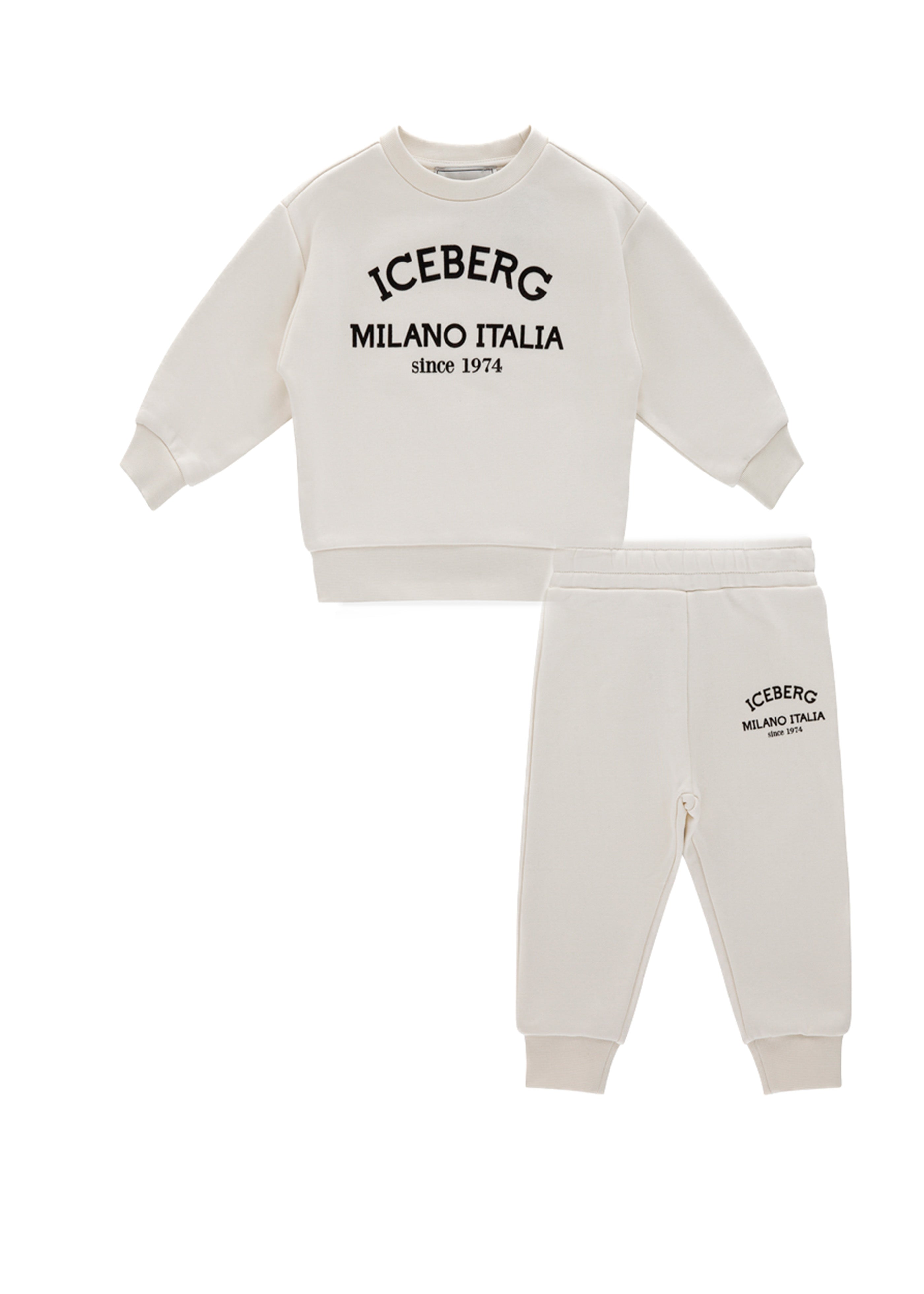 Iceberg Kids Completo Felpa con Pantaloni Bianchi per Neonati