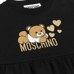 Moschino Kids Abito Nero Svasato con Stampa Teddy Bear per Neonate (dettaglio)