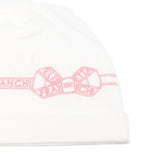 Elisabetta Franchi La Mia Bambina Cappello Avorio con Ricamo Logo e Fiocco a Contrasto per Neonate