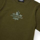 Dsquared2 Kids T-shirt Verde con Stampa Leaf