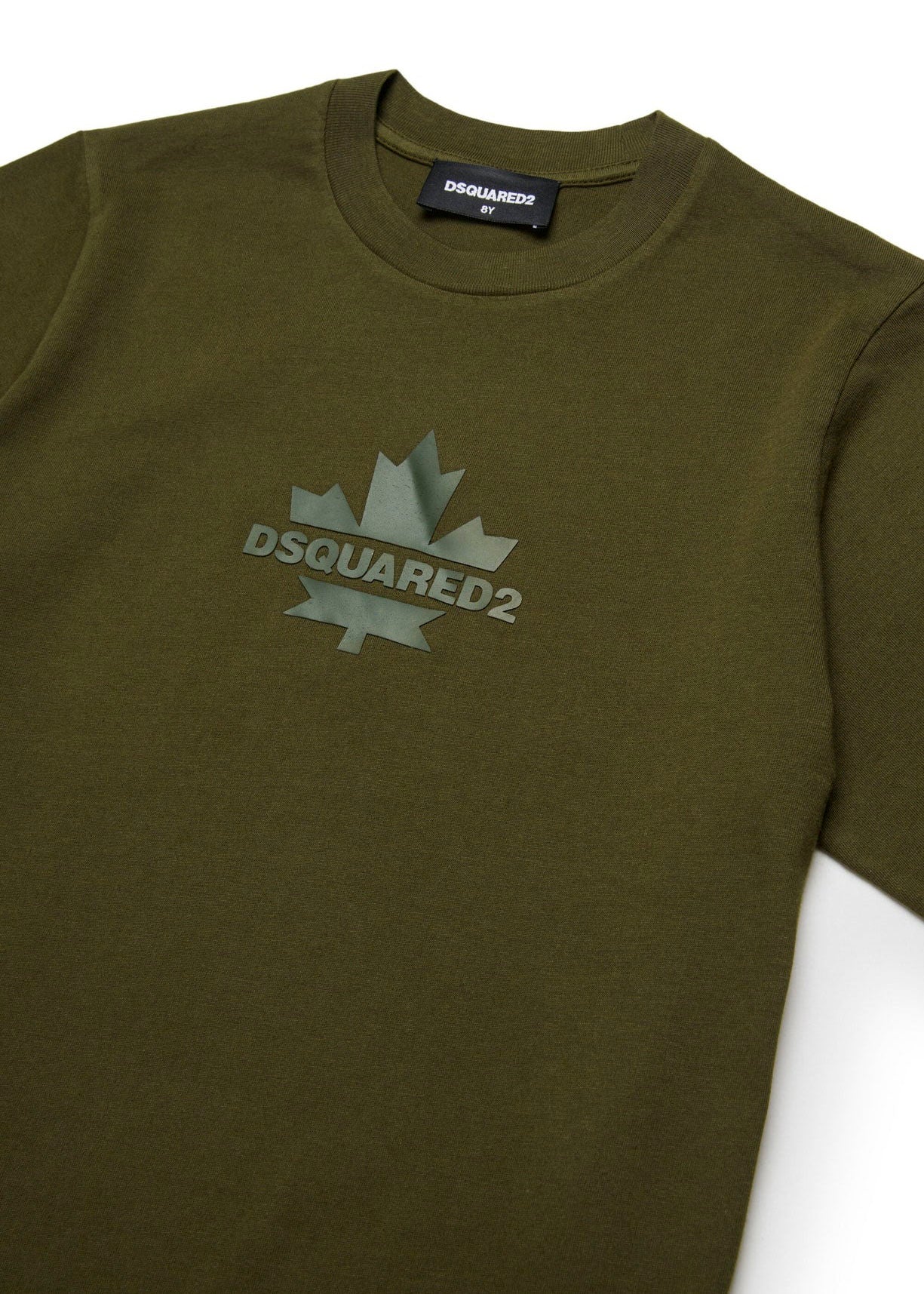 Dsquared2 Kids T-shirt Verde con Stampa Leaf