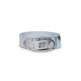 Diesel Kids Silver Leather Belt with Oval D Logo