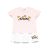 Moschino Kids Pink T-shirt with Printed Skirt for Baby Girls