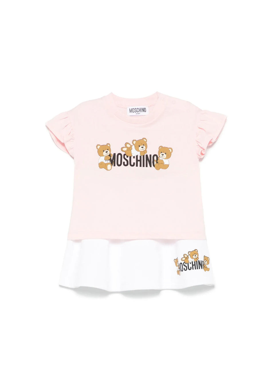 Moschino Kids T-shirt Rosa con Gonna con Stampa per Neonate