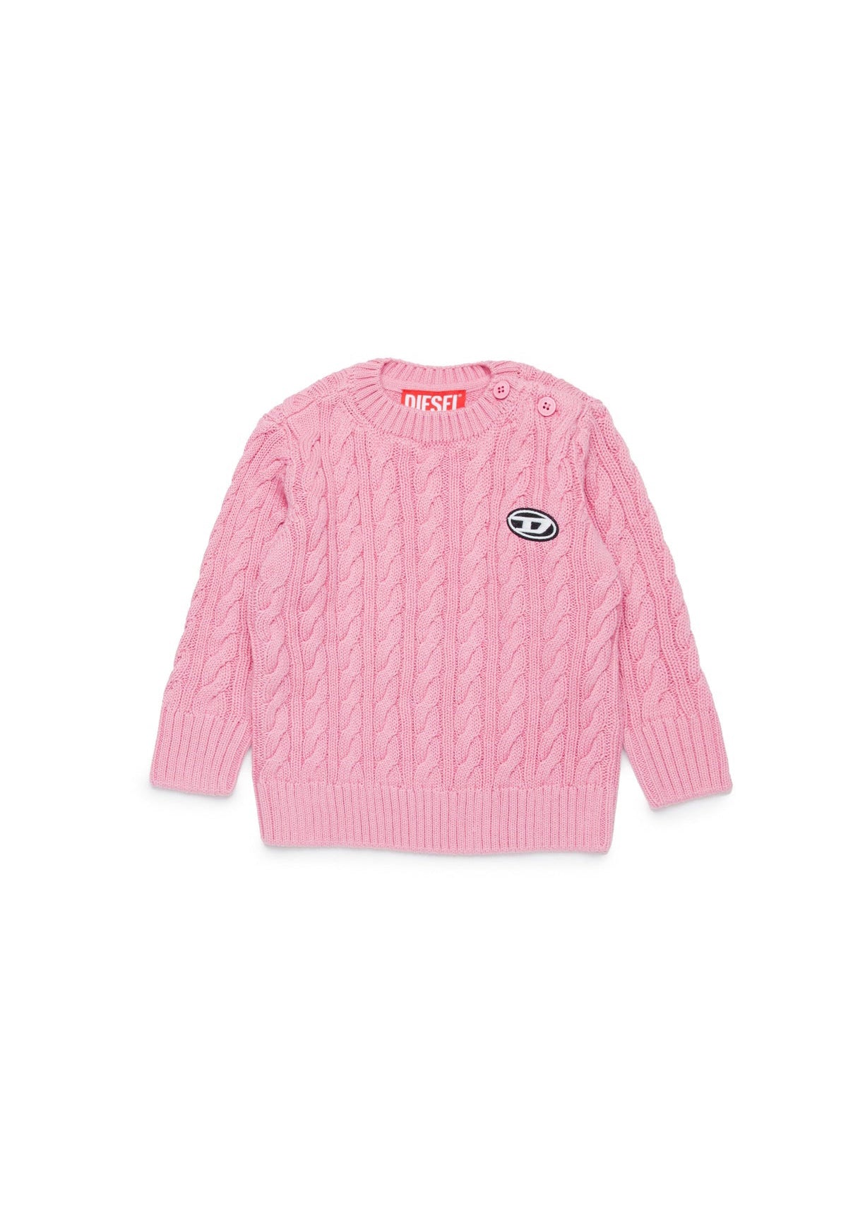 Diesel Kids Pullover Rosa a Trecce per Neonate