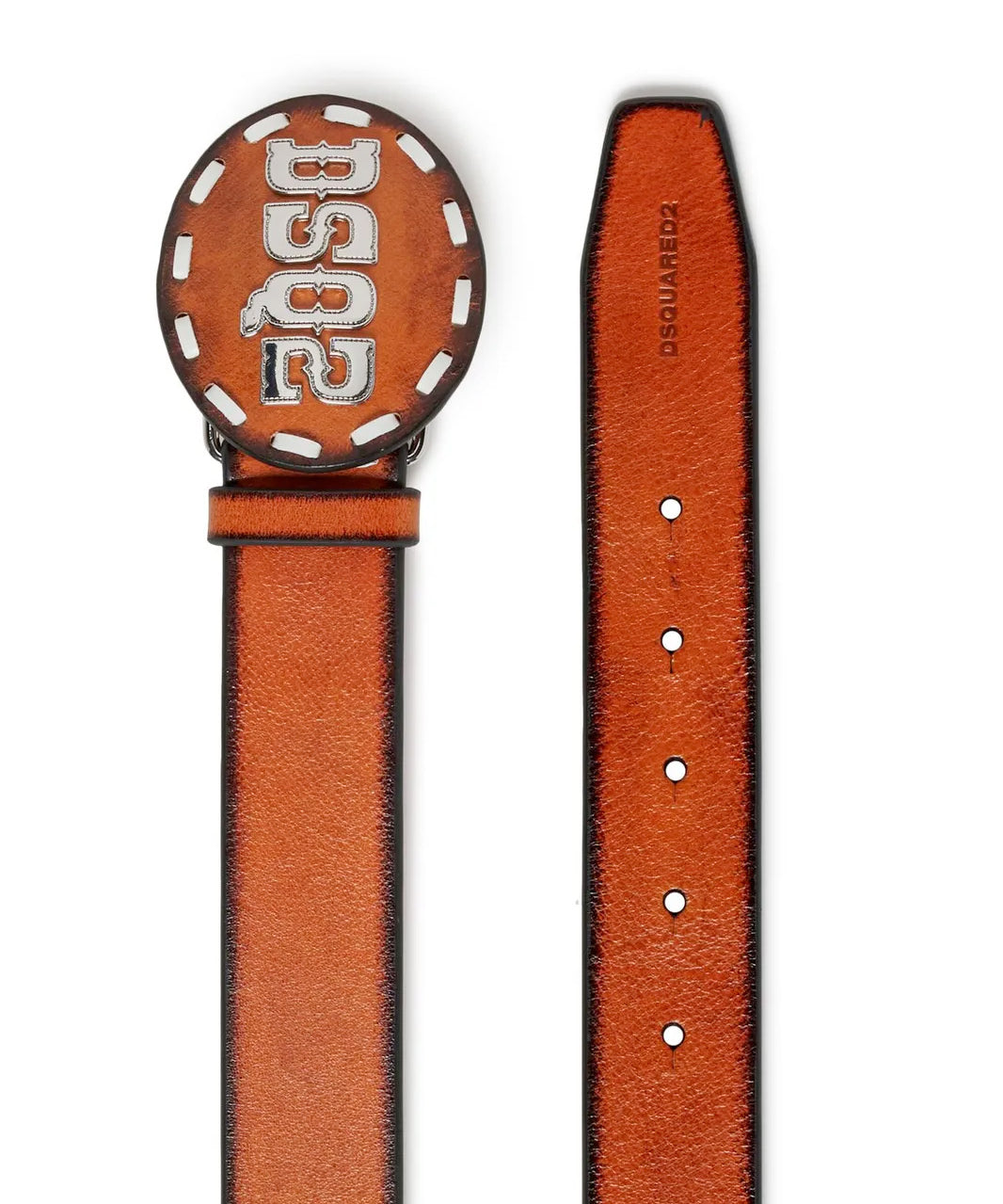 Dsquared2 Kids Cintura in Pelle Antracite con Fibbia Ovale Logo DSQ2 per Bambini