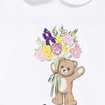 Moschino Kids Pagliaccetto e Cappello Bianco con Logo per Neonate