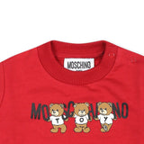 Moschino Kids Felpa Rossa con Logo Teddy Bear per Neonati (dettaglio)
