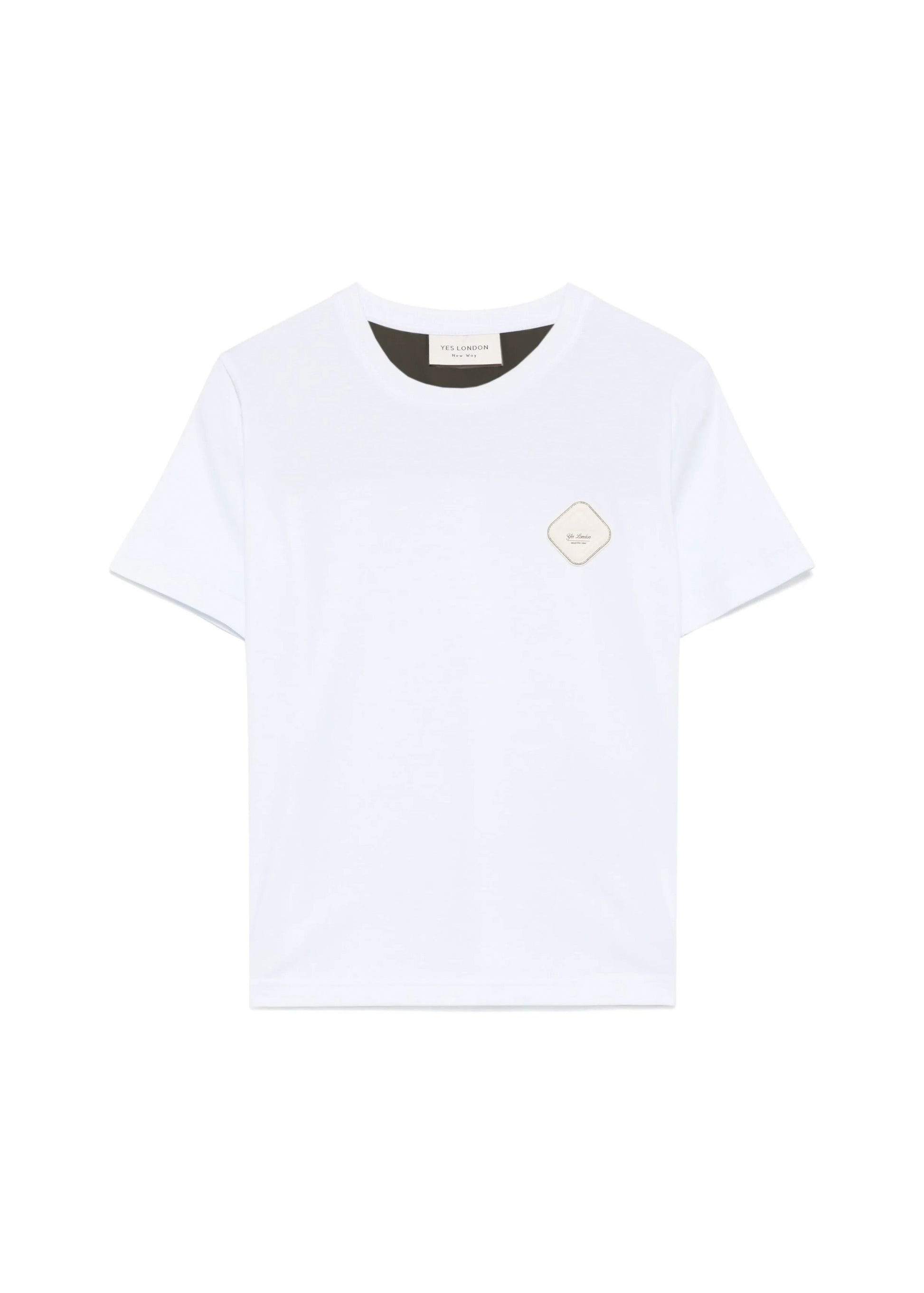 Yes London T-Shirt Bianca con Logo e Applicazione Retro per Bambini
