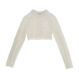 Pinko Kids Felpa Cropped in Tricot con Ricamo Latte per Bambine