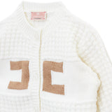 Elisabetta Franchi La Mia Bambina Cardigan in Maglia con Logo Jacquard