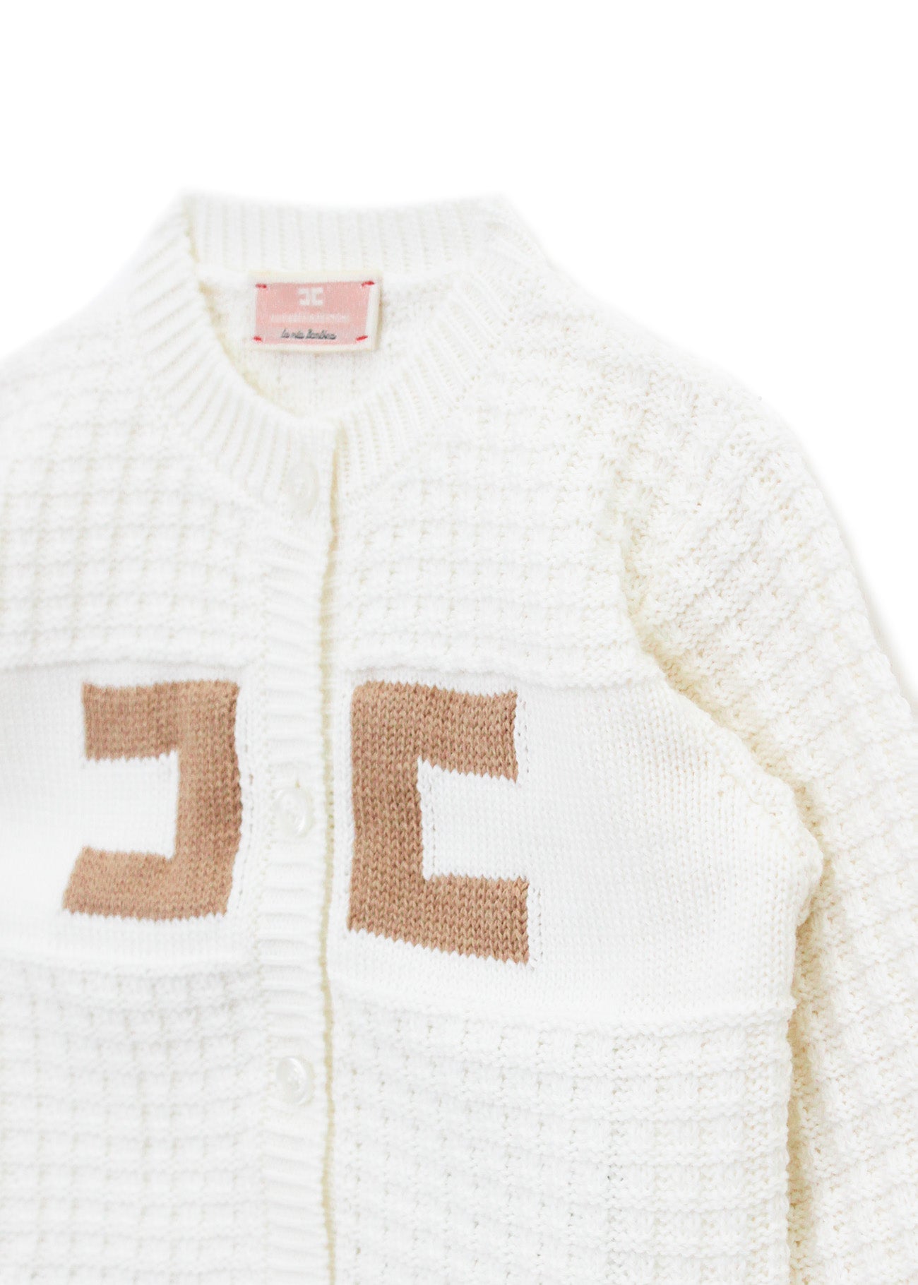 Elisabetta Franchi La Mia Bambina Cardigan in Maglia con Logo Jacquard
