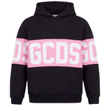 Gcds Kids Felpa Nero con Banda Rosa Logata per Bambine