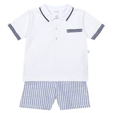Deolinda Kids Completo Bianco e Blu a Righe per Neonati