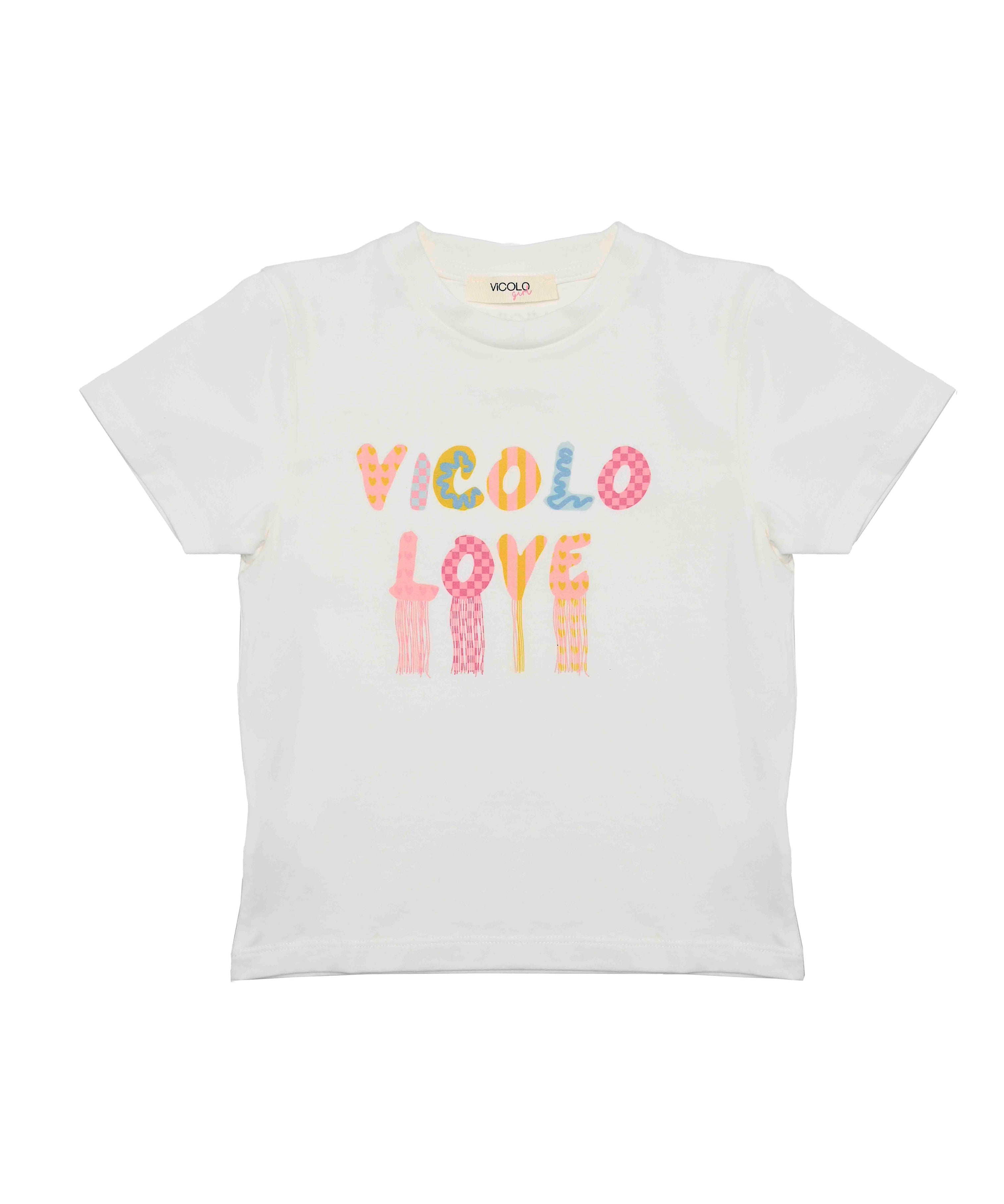 Vicolo Kids T-shirt Bianca con Stampa Colorful per Bambine
