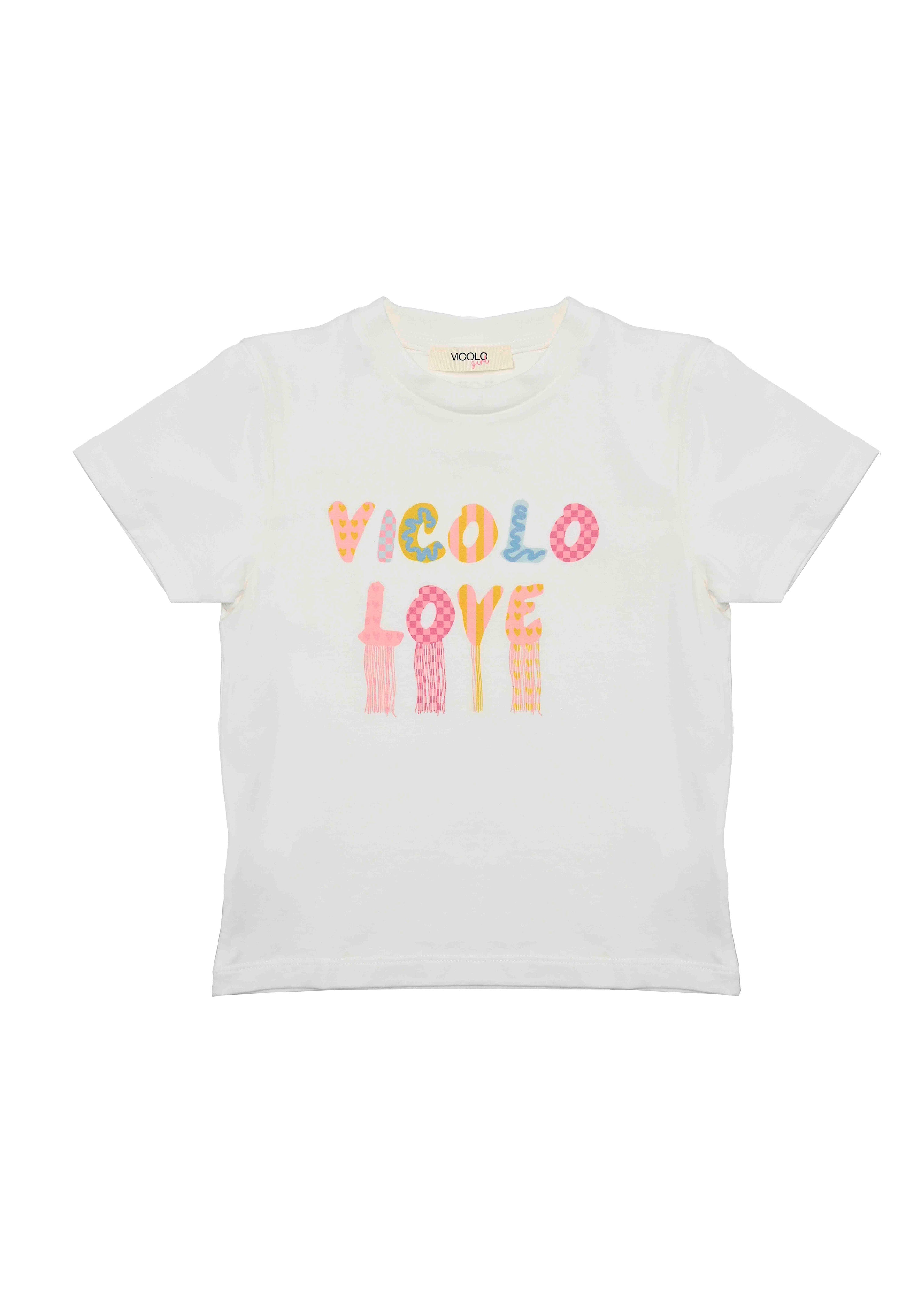 Vicolo Kids T-shirt Bianca con Stampa Colorful per Bambine