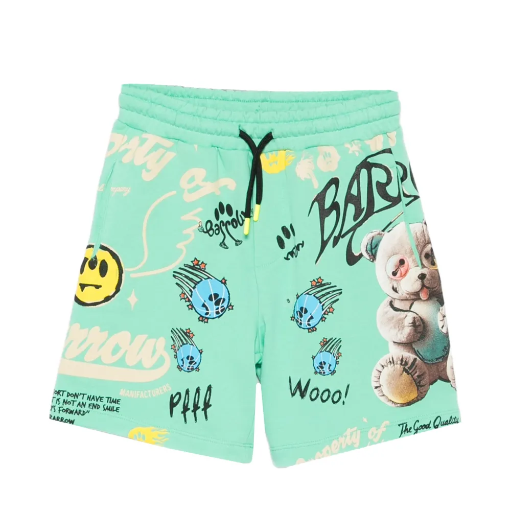 Barrow Kids Short Verde con Stampa All-Over per Bambine
