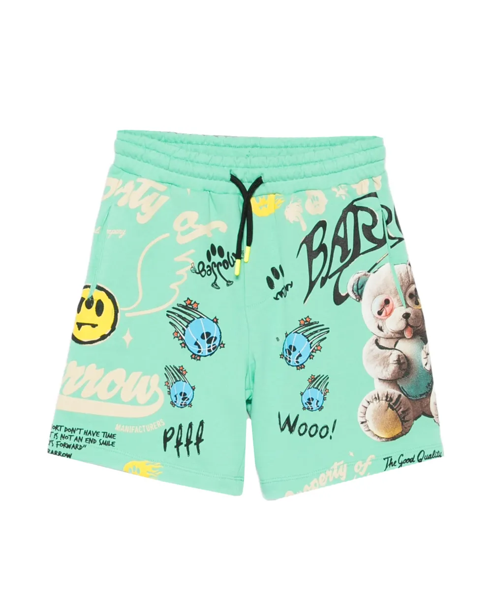 Barrow Kids Short Verde con Stampa All-Over per Bambine