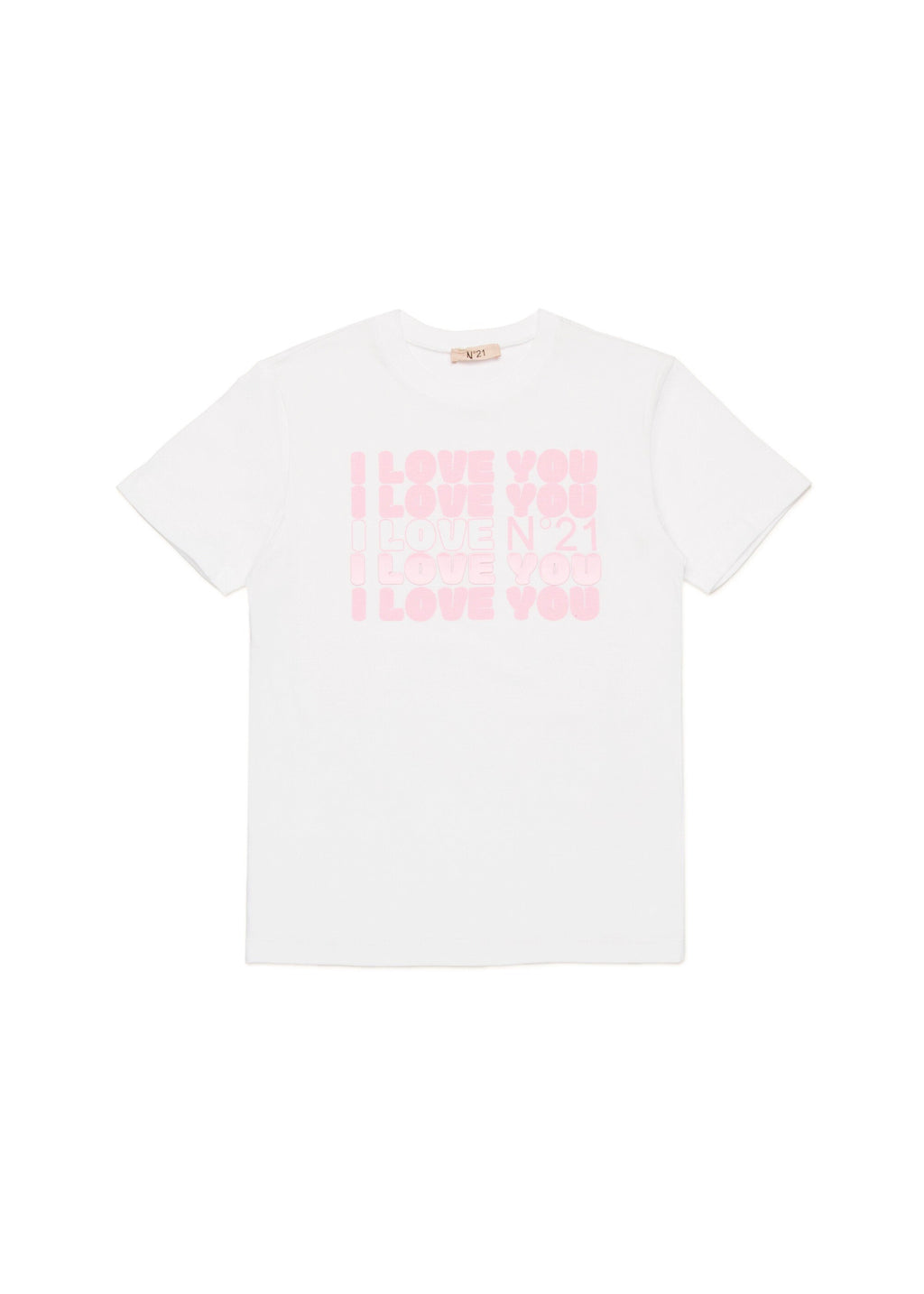 N°21 Kids T-Shirt Bianca con Stampa ILY per Bambine
