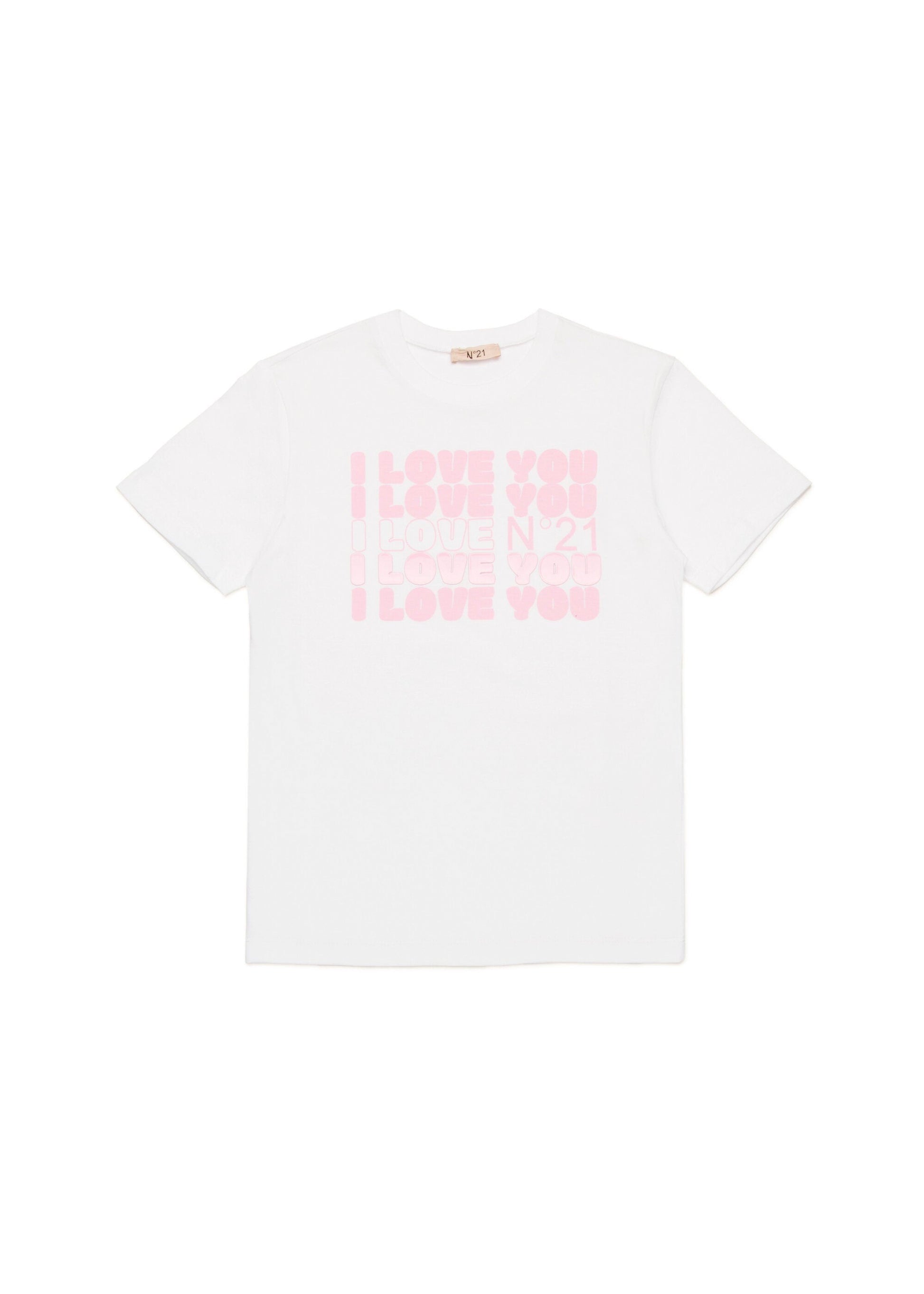 N°21 Kids T-Shirt Bianca con Stampa ILY per Bambine