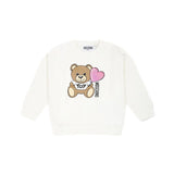 Moschino Kids Felpa Girocollo Panna con Stampa per Neonate