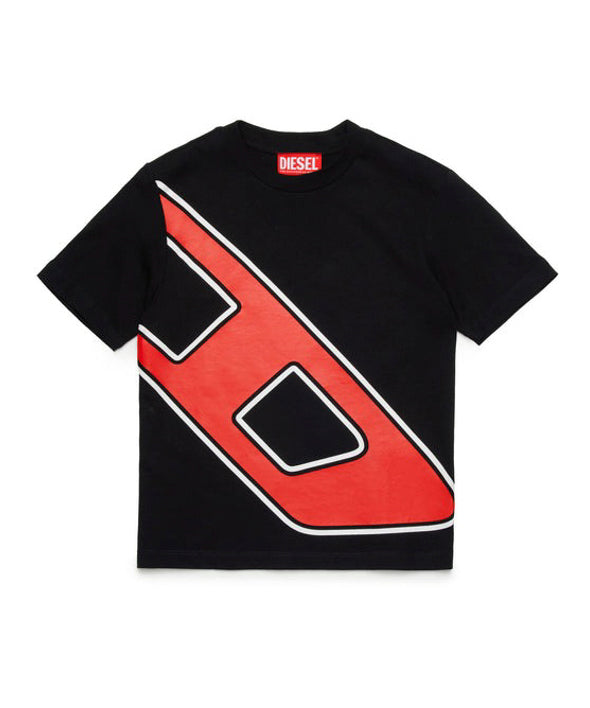Diesel Kids T-shirt Nero con Logo Macro D per Bambini