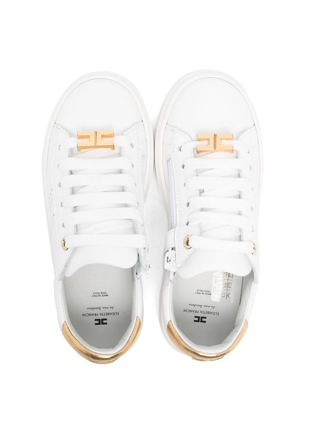 Elisabetta Franchi La Mia Bambina Sneakers Bianca con Logo Oro