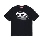 Diesel Kids T-shirt Nera con Doppia Stampa Logo Unisex per Bambini