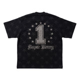 ArtSuperMoney Kids T-Shirt Nero Stampa Grillz con Strass per Bambini