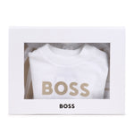 Boss Kids Completo Beige/Bianco a Strisce per Neonati