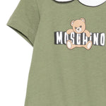 Moschino Kids Pagliaccetto Verde con Logo Teddy Bear per Neonati