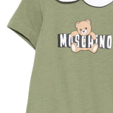 Moschino Kids Pagliaccetto Verde con Logo Teddy Bear per Neonati
