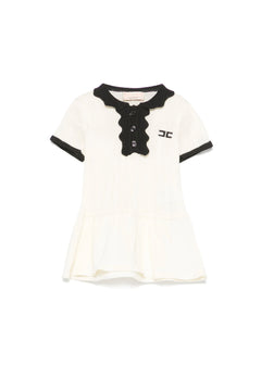 Elisabetta Franchi My Little Girl Butter/Black Dress with Logo for Newborns