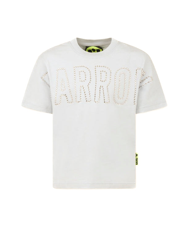 Barrow Kids T-Shirt Bianca con Applicazione Logo Strass per Bambine