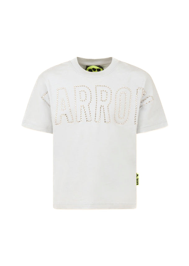 Barrow Kids T-Shirt Bianca con Applicazione Logo Strass per Bambine