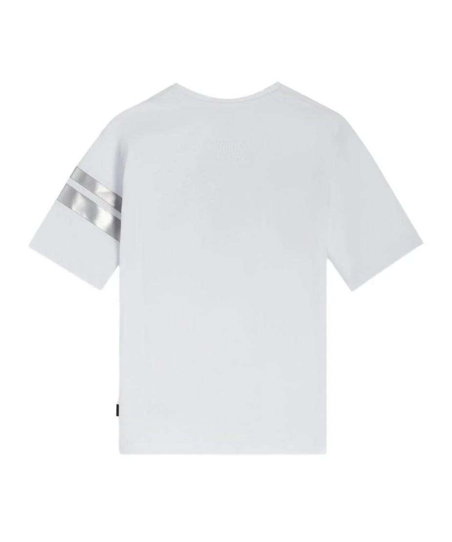 Gcds Kids T-shirt Bianco e Grigio con Logo per Bambini