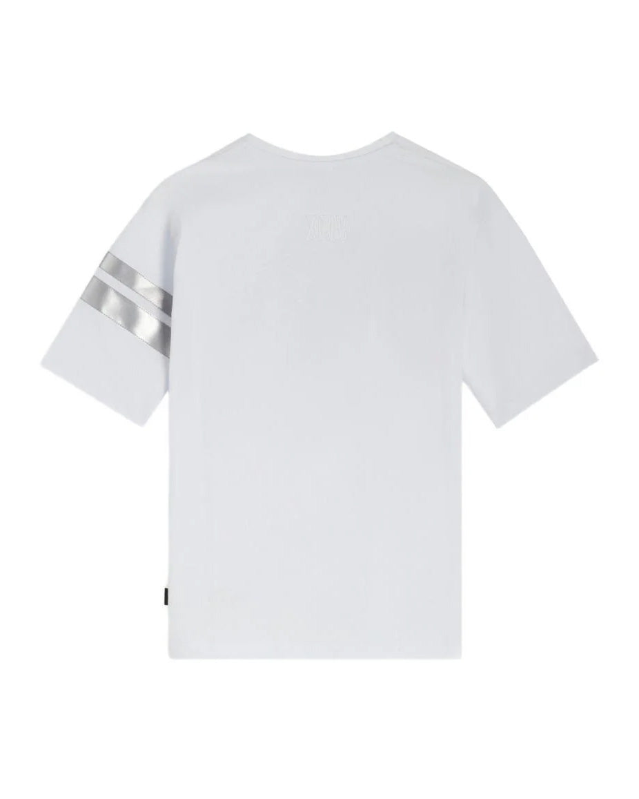 Gcds Kids T-shirt Bianco e Grigio con Logo per Bambini