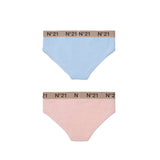 N21 Kids Slip Bipack Pesca/Celeste per Bambine