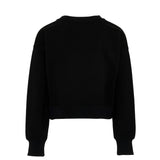 Moschino Kids Felpa Nera Cropped Girocollo con Stampa Teddy Cuori per Bambine