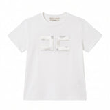 Elisabetta Franchi La Mia Bambina T-Shirt Avorio con Logo Strass per Bambine