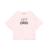 Moschino Kids T-Shirt Rosa Crop con Manica Rouches per Bambine